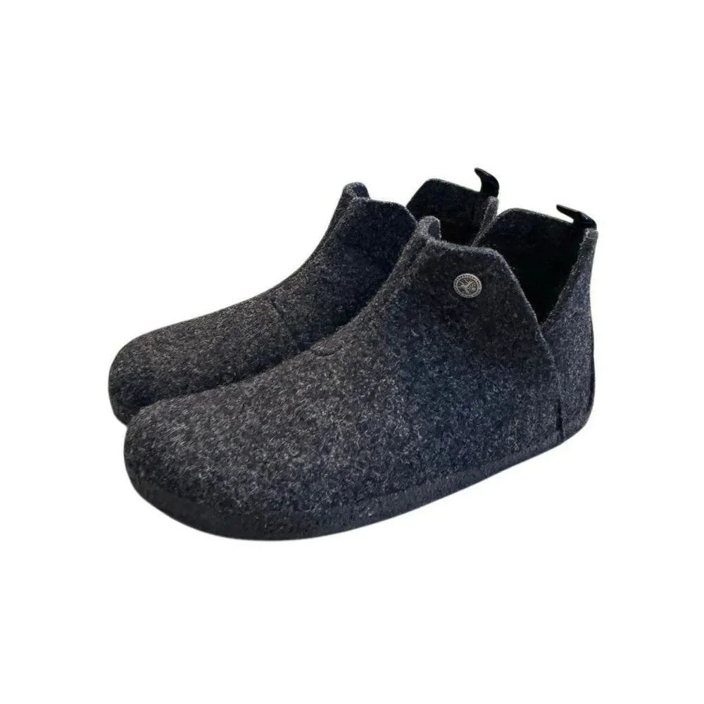 Birkenstock Andermatt Wool Felt Slipper Booties Gray L9 M7 EU 40 Shearling Lined - Picture 2 of 9